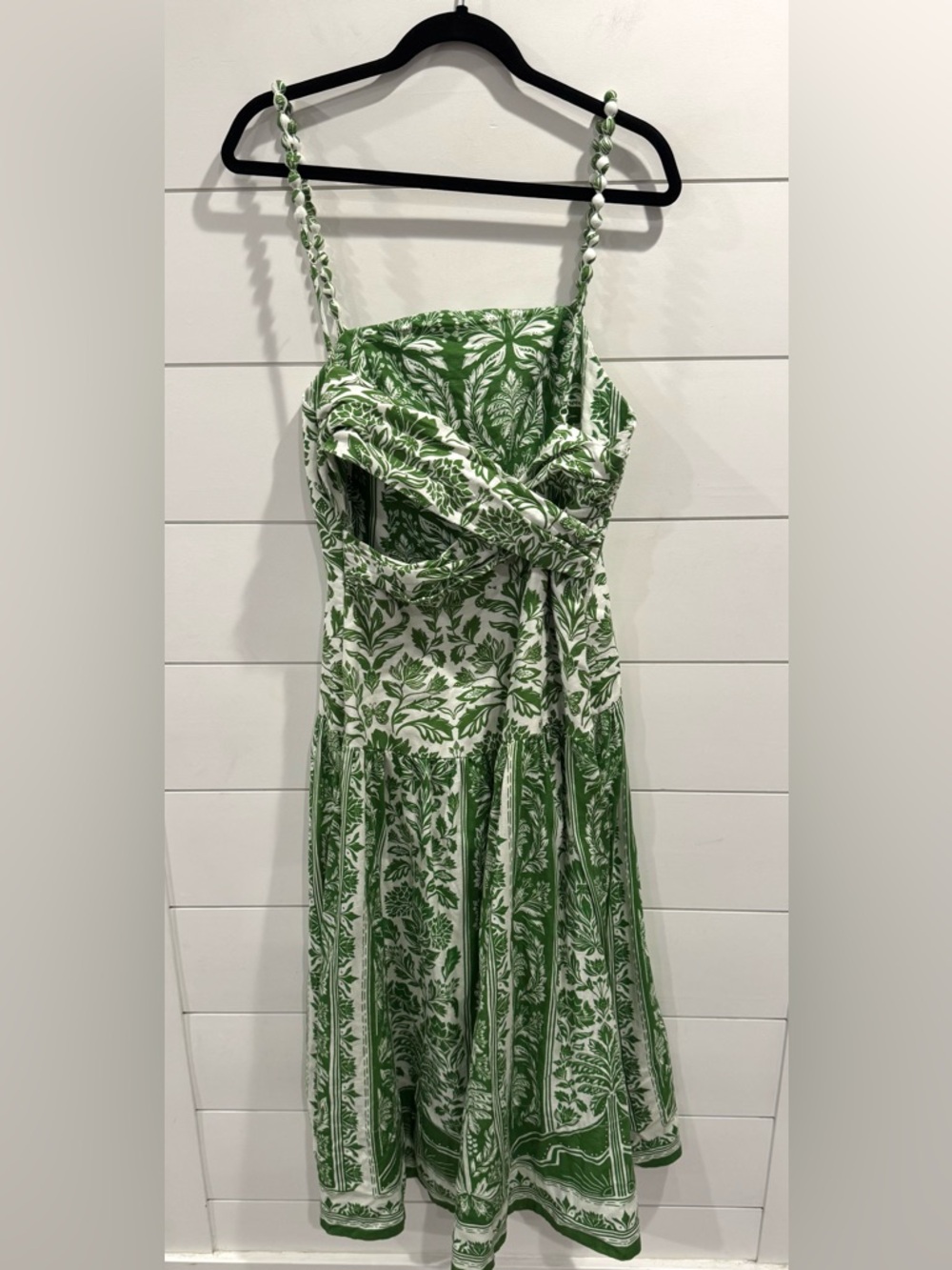 Farm Rio green delicate tapestry linen drop waist midi dress - Picture 10 of 12